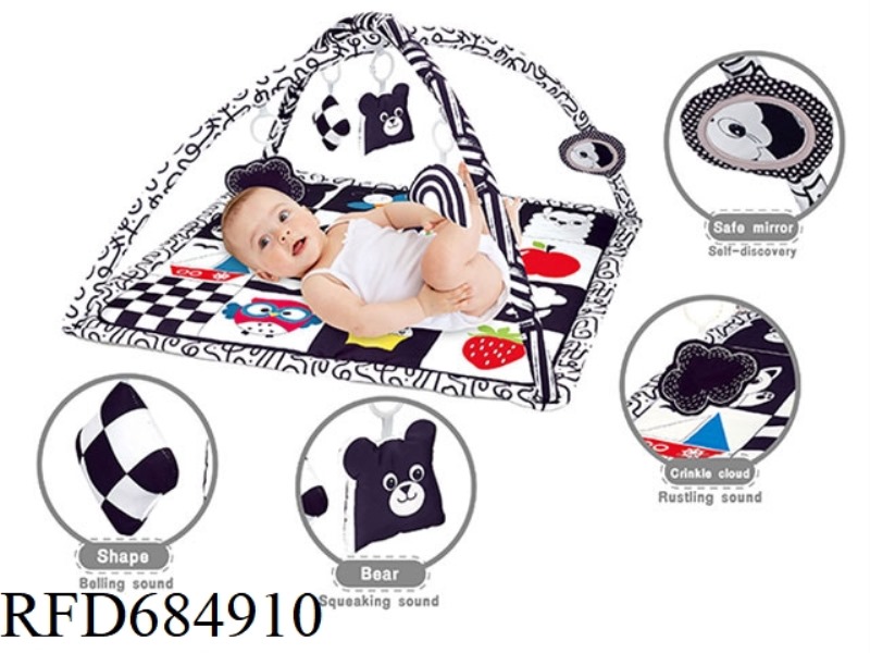 BLACK AND WHITE VISUAL STIMULATION BABY GAME BLANKET (SQUARE)