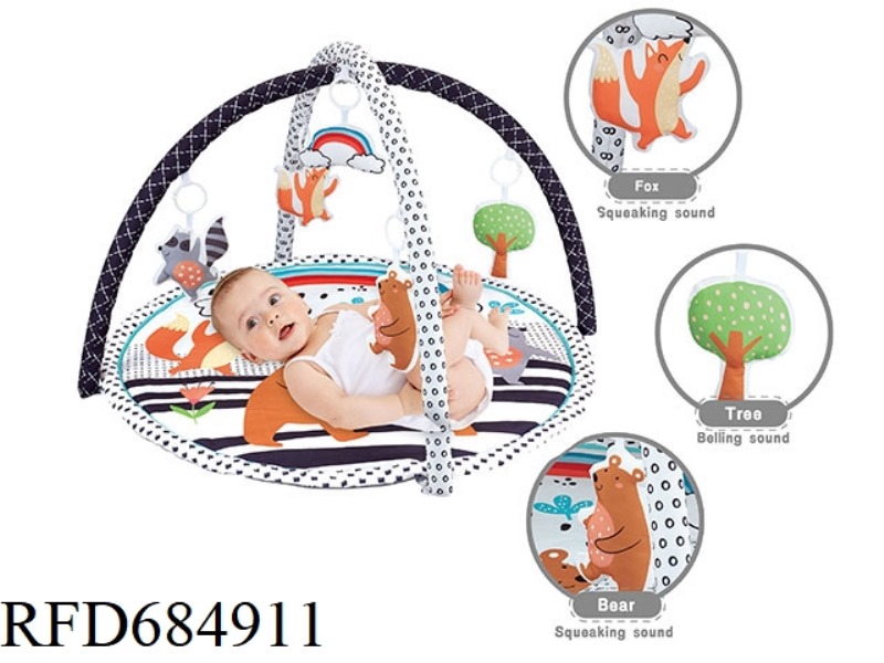 BLACK AND WHITE VISUAL STIMULATION BABY GAME BLANKET (CIRCULAR)