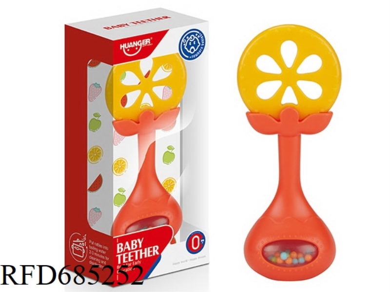 SILICONE FRUIT RATTLE (ORANGE)