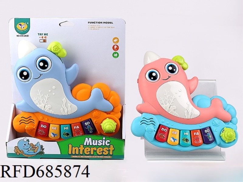 CARTOON WHALE ELECTRONIC ORGAN (MIXED PINK AND BLUE)