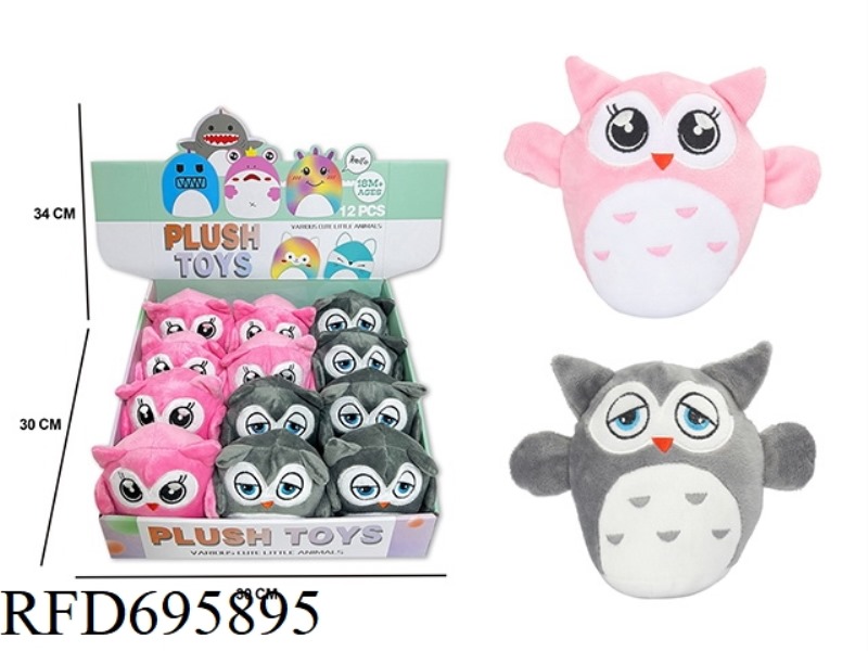 5-INCH HAND CRANKED OWL PLUSH SOOTHING TOY (12PCS)