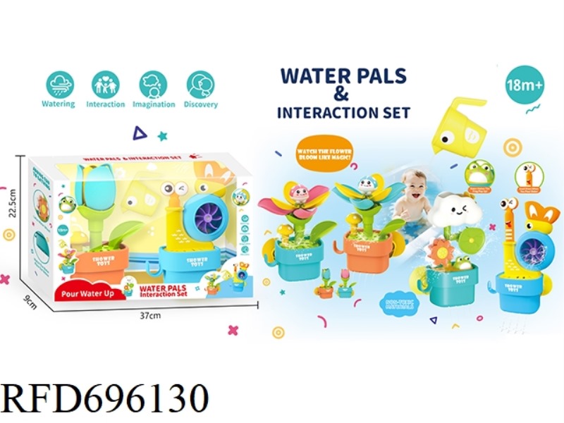 SNAILS PLAYING IN THE WATER+FLOWERS