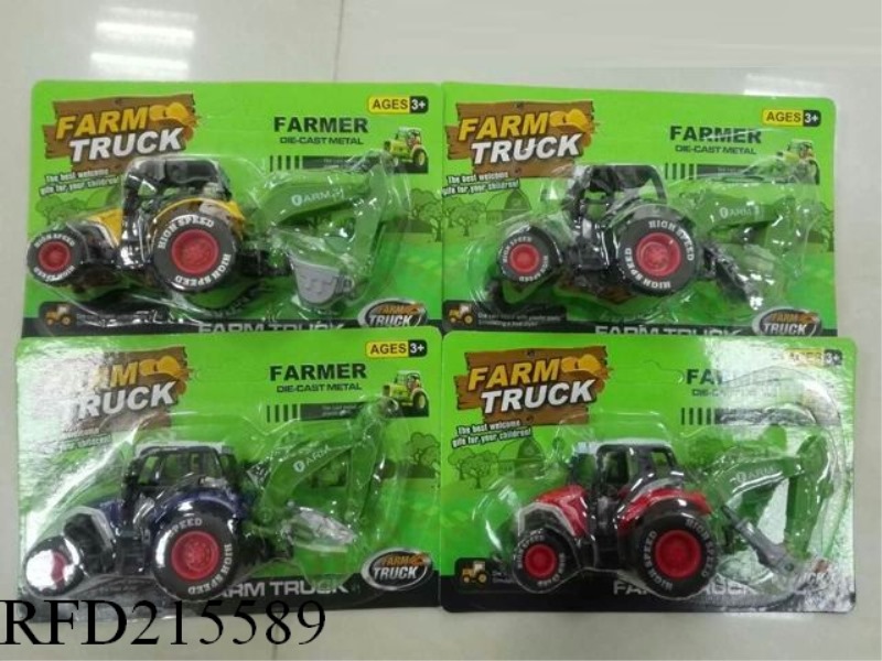 ALLOY RETURN FORCE FARMER CAR WITH HOOK MACHINE (4 TYPES, 4 COLORS) 8CM
