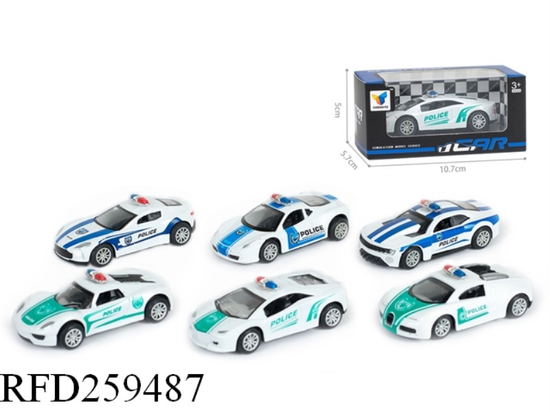 1:50 PULL BACK ALLOY POLICE CAR(1PCS,6 ASST)