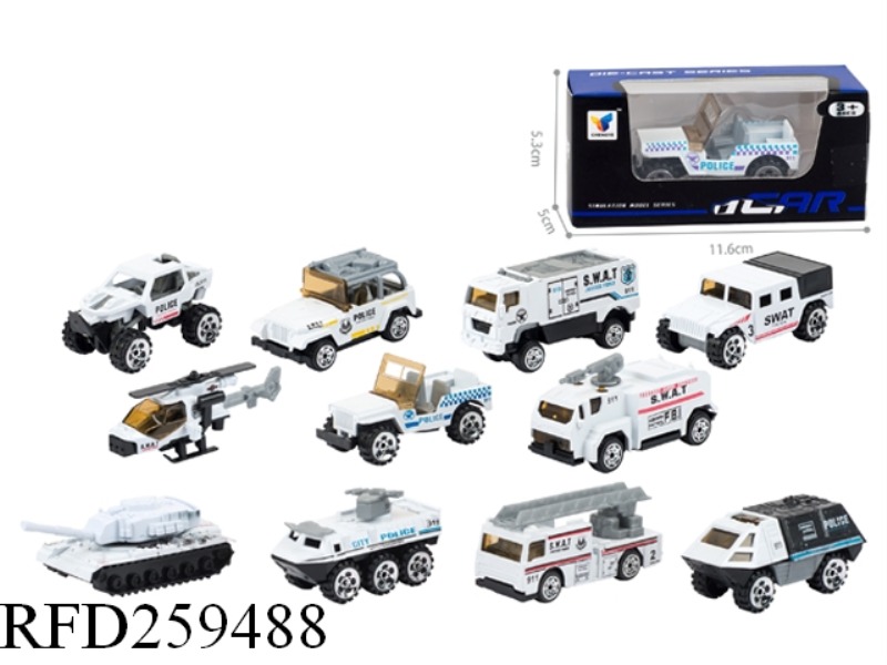 SLIDE ALLOY POLICE CAR(1PCS,11 ASST)
