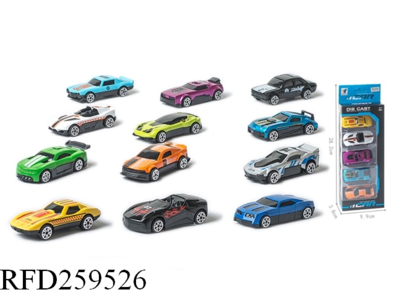 1:64 SLIDE ALLOY RACING CAR(5PCS,12 ASST)