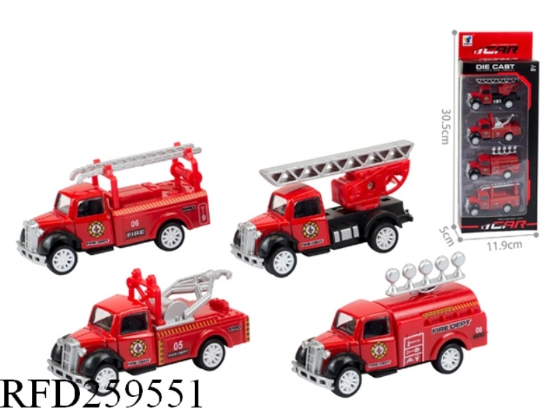 1:43 PULL BACK ALLOY FIRE ENGINE(4PCS,4 ASST)