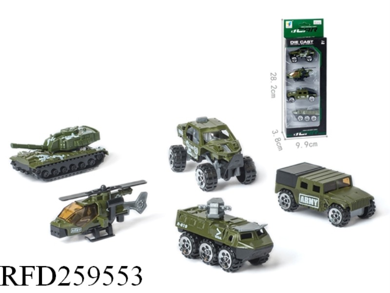 SLIDE MILITARY ALLOY CAR(4PCS,5 ASST)