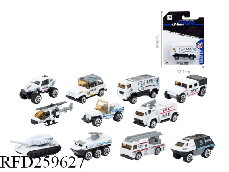 POLICE SLIDE ALLOY CAR(1PCS,11 ASST)