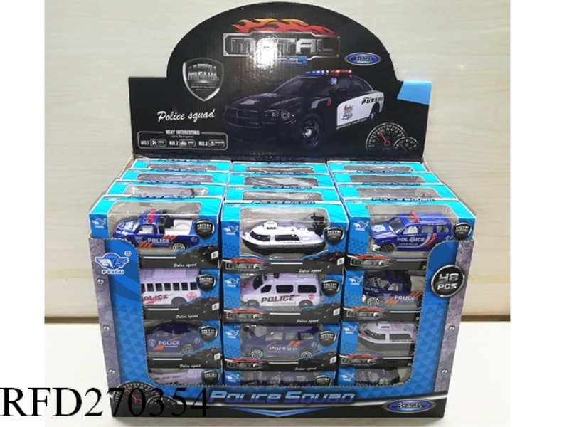 1:64 ALLOY SLIDE POLICE CAR(8 ASST,48PCS)