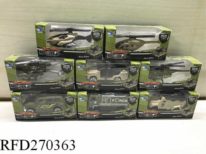 1:64 ALLOY SLIDE MILITARY CAR(8 ASST)