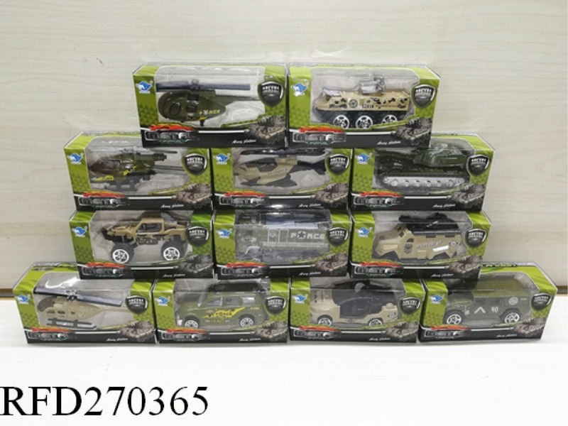 1:64 ALLOY SLIDE MILITARY CAR(12 ASST)