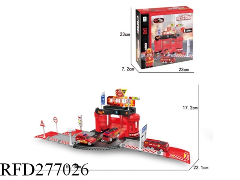 (NEW) FIRE ALLOY PARKING SET (WITH 1 CHARACTERS 1 CARS)