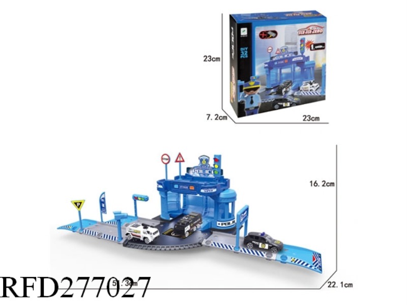 (NEW) POLICE ALLOY PARKING SET (WITH 1 CHARACTERS 1 CARS)