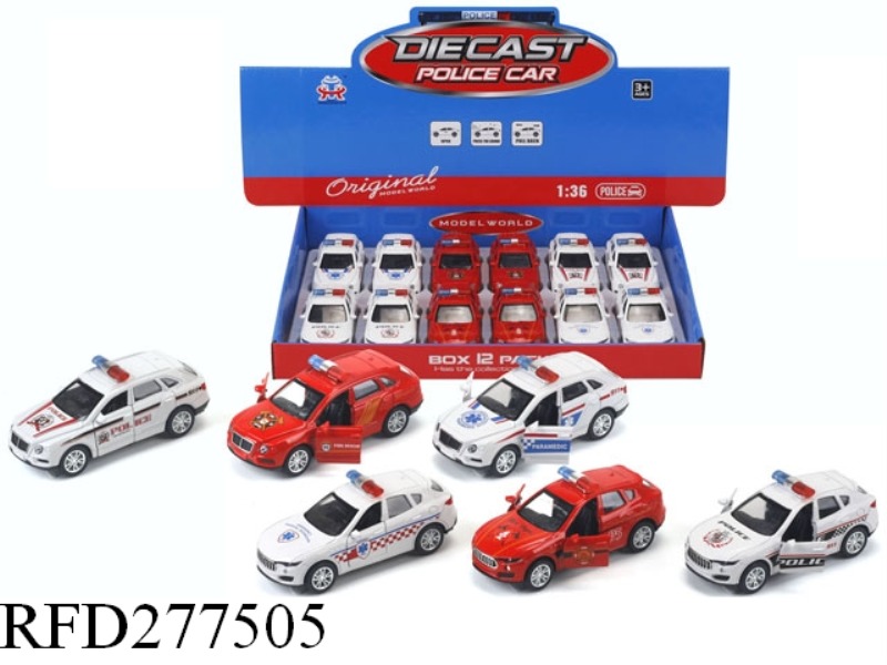1:36 PULL BACK ALLOY POLICE CAR WITH LIGHT MUSIC 12PCS