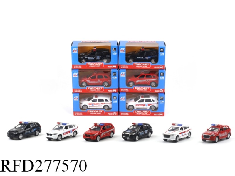 1:36 PULL BACK ALLOY POLICE CAR WITH LIGHT MUSIC