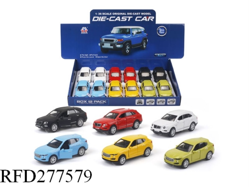 1:36 PULL BACK ALLOY CAR WITH LIGHT MUSIC 12PCS