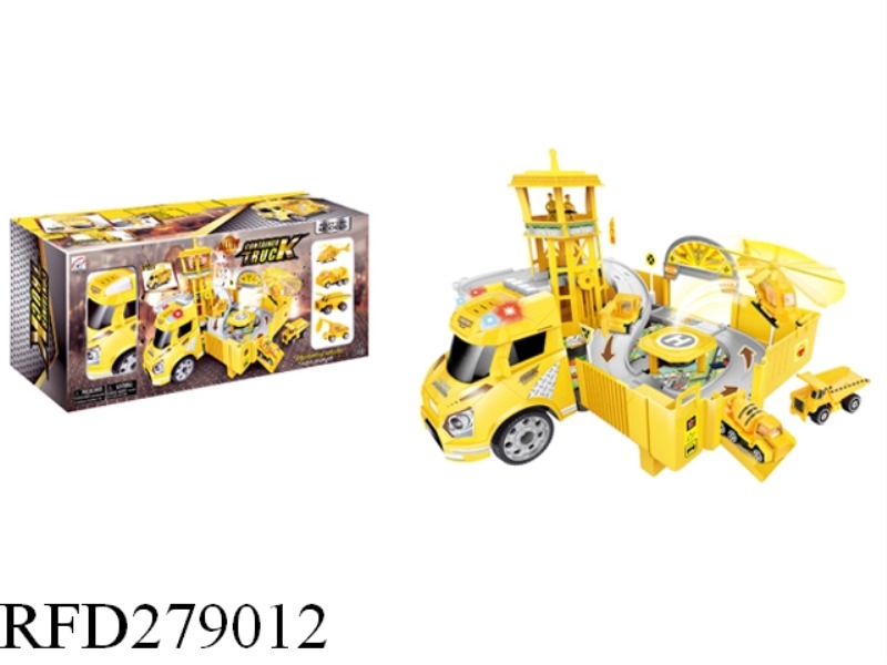 ALLOY CONTAINER TRUCK PARK SET(PROJECT)WITH LIGHT AND MUSIC