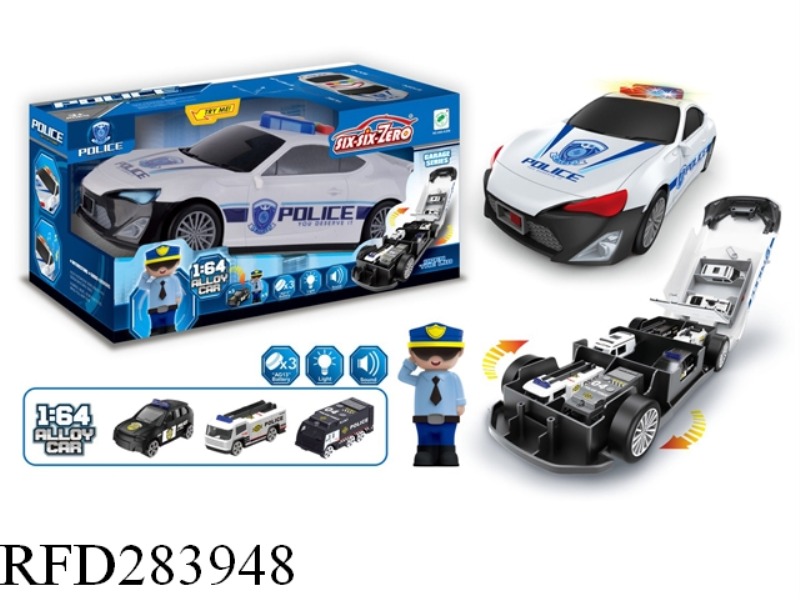 ALLOY SLIDE POLICE CAR SET WITH LIGHT AND MUSIC