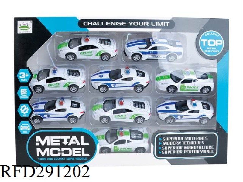 ALLOY PULL BACK POLICE CAR 4PCS