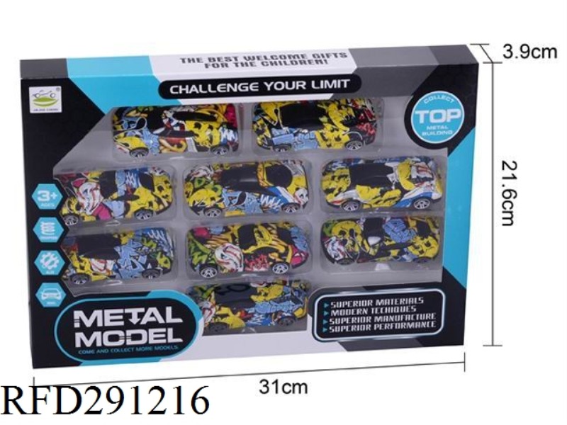 ALLOY SLIDE SCRAWL CAR 6PCS