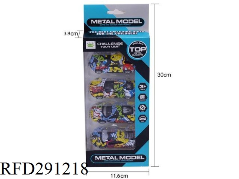 ALLOY PULL BACK SCRAWL CAR 4PCS