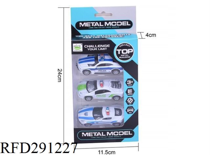 ALLOY PULL BACK POLICE CAR 4PCS