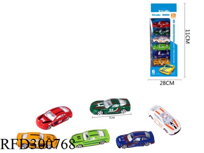 1:64 ALLOY SLIDE CAR 6PCS