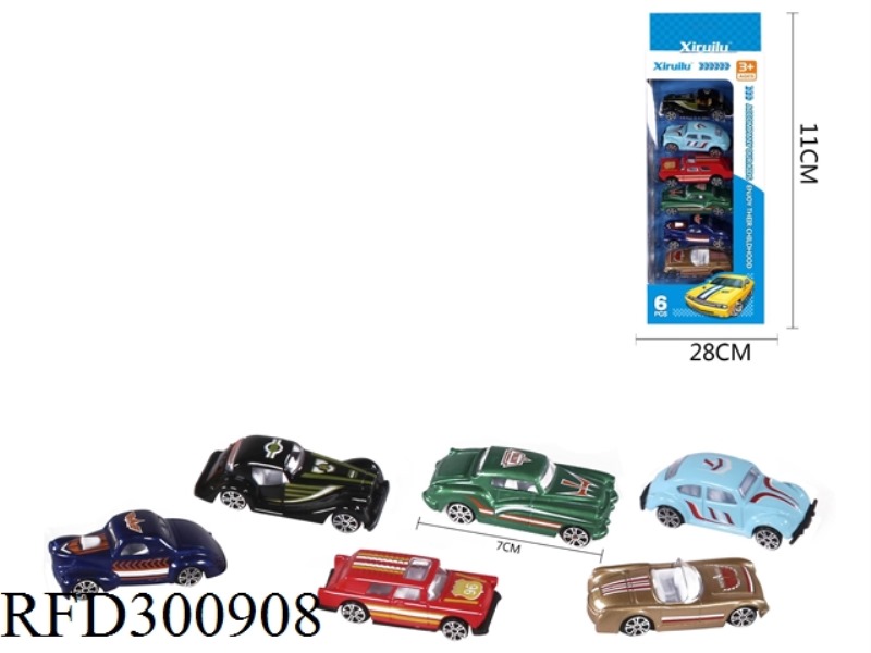 1:64 SLIDE ALLOY BUBBLE CAR 6PCS