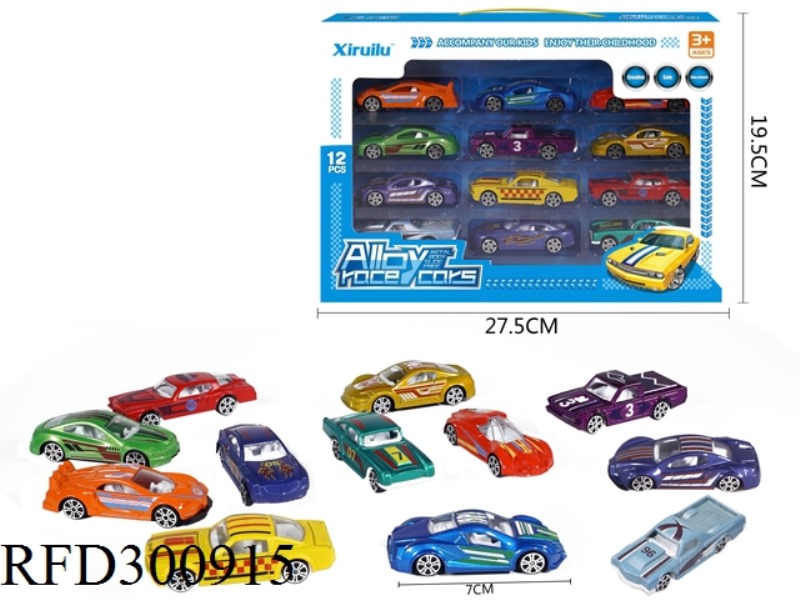 1:64 SLIDE ALLOY CAR 12PCS