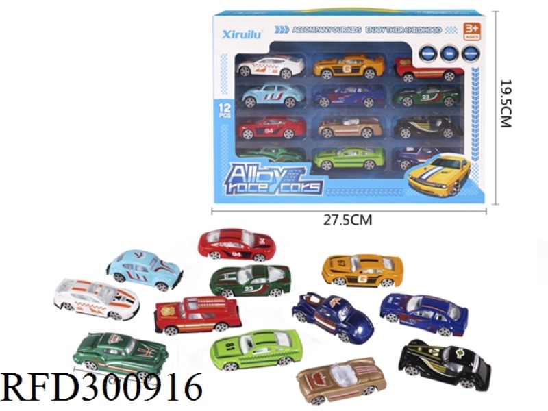 1:64 SLIDE ALLOY CAR 12PCS