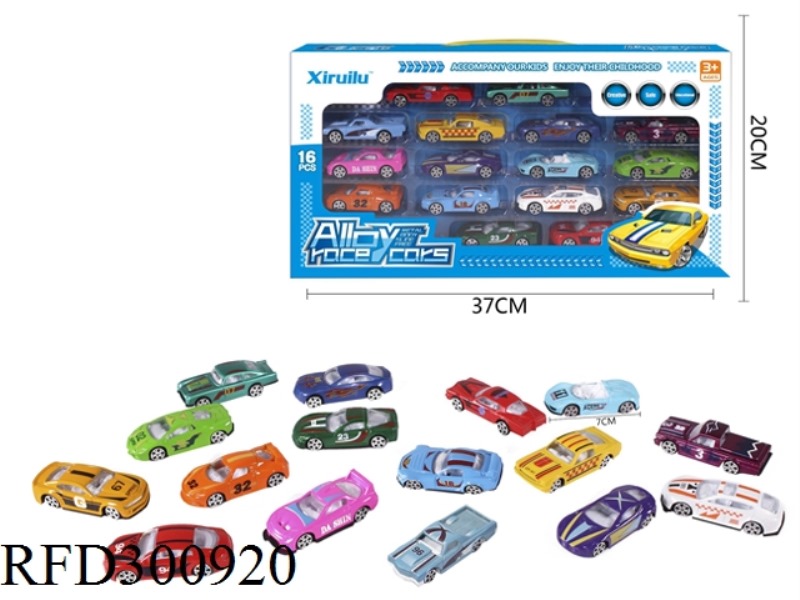 1:64 SLIDE ALLOY CAR 16PCS