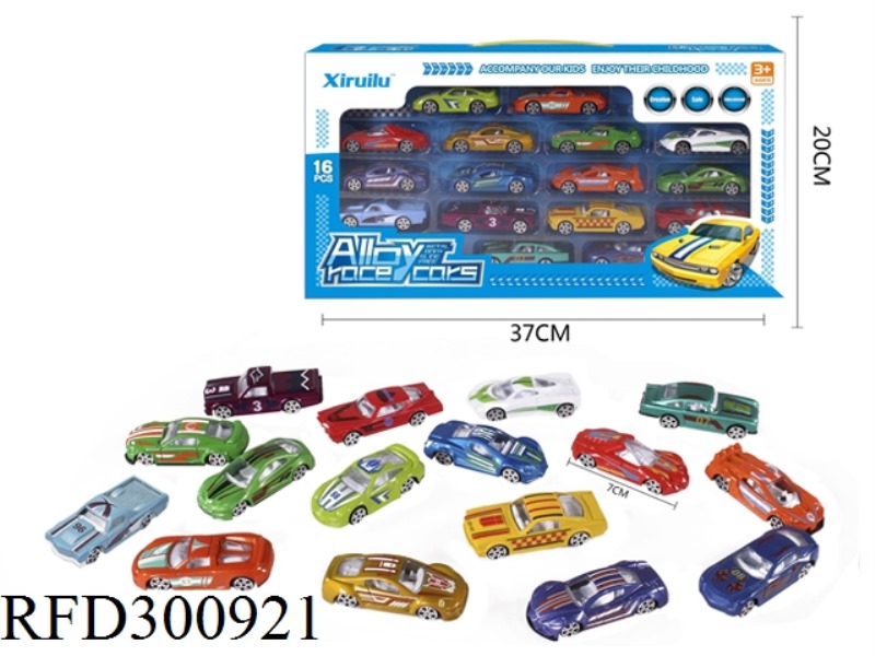 1:64 SLIDE ALLOY CAR 16PCS