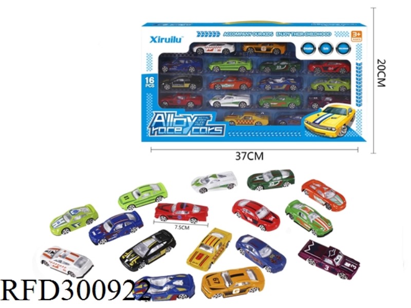 1:64 SLIDE ALLOY CAR 16PCS