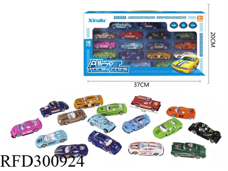 1:64 SLIDE ALLOY CAR 16PCS