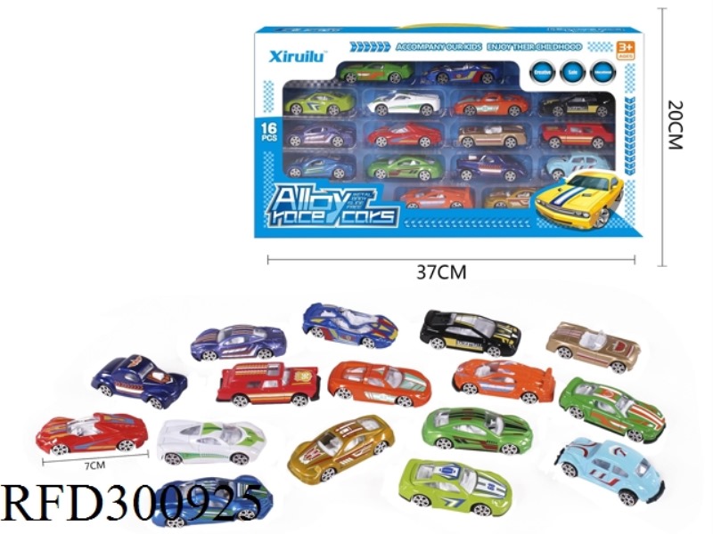 1:64 SLIDE ALLOY CAR 16PCS