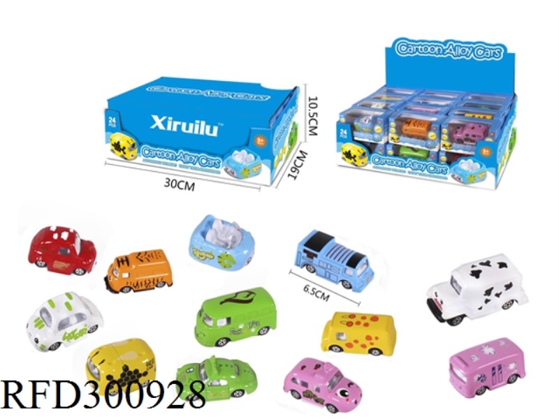 1:64 SLIDE CARTOON ALLOY CAR 24PCS