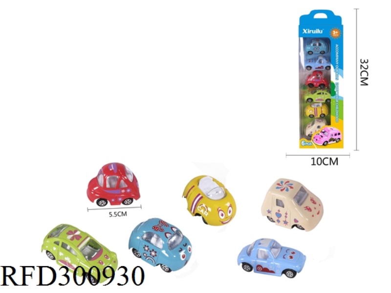 1:64 MINI SLIDE ALLOY CAR 6PCS