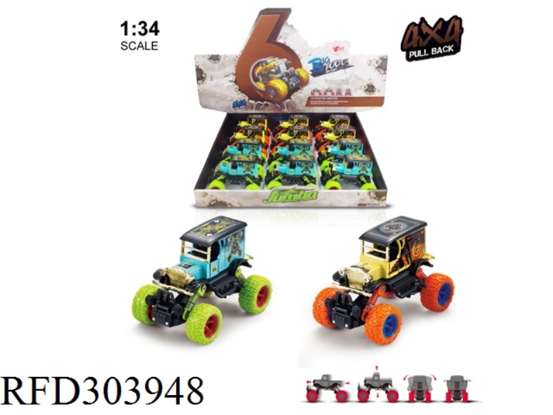 1:34Q VERSION OF ALLOY FRONT AND REAR PULL BACK WITH SPRING SHOCK ABSORBER CLIMBING WHEEL (FORD T TY