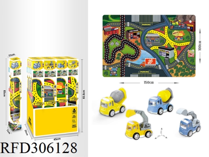 MINI ALLOY PULL BACK CARTOON CRAWL CARPET SET(PROJECT SERIES)12PCS