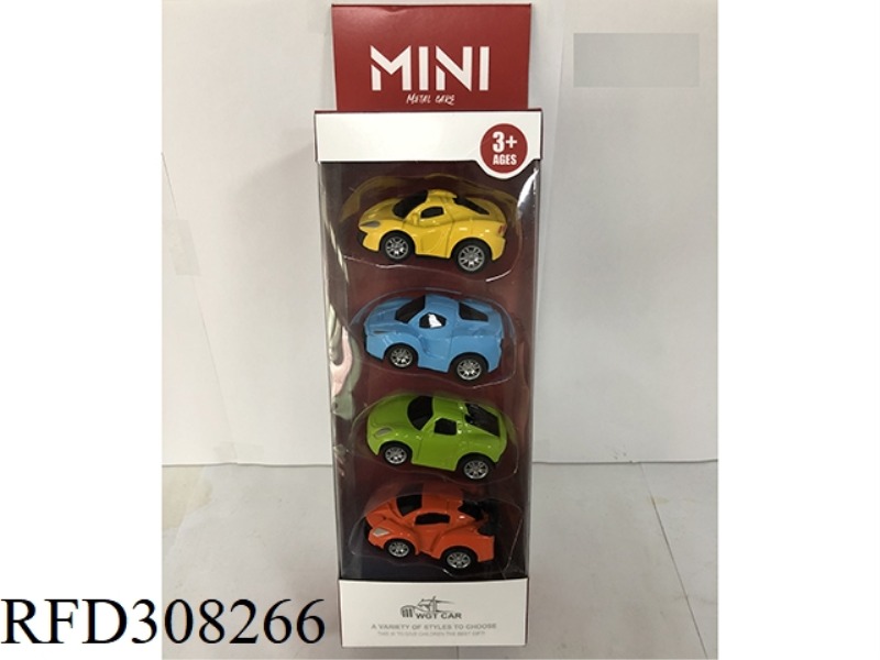 ALLOY MINI PULL BACK RACING CAR 4PCS