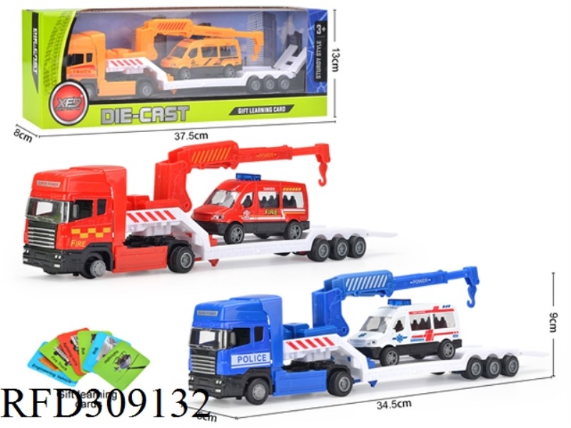 ALLOY SLIDE FLAT CAR WITH PULL BACK CAR 1PCS