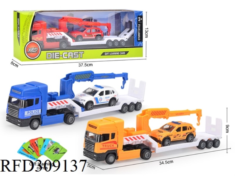 ALLOY SLIDE FLAT CAR WITH PULL BACK CAR 1PCS