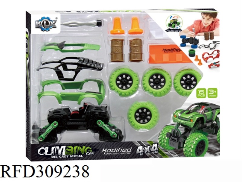 DIY ALLOY FOUR WHEEL DRIVE PULL BACK CLIMBING CAR