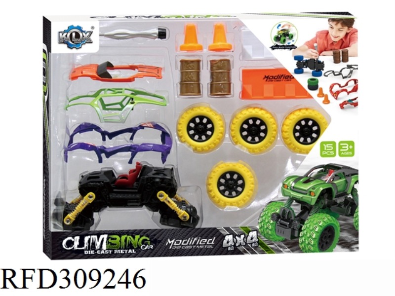 DIY ALLOY FOUR WHEEL DRIVE PULL BACK CLIMBING CAR