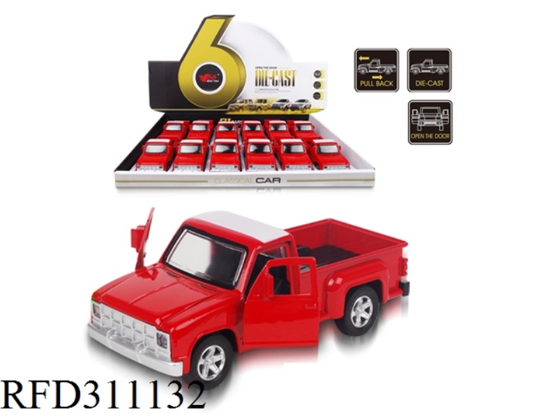 1:32 ALLOY PULL BACK GMC PICKUP DOOR OPEN CAR 12PCS