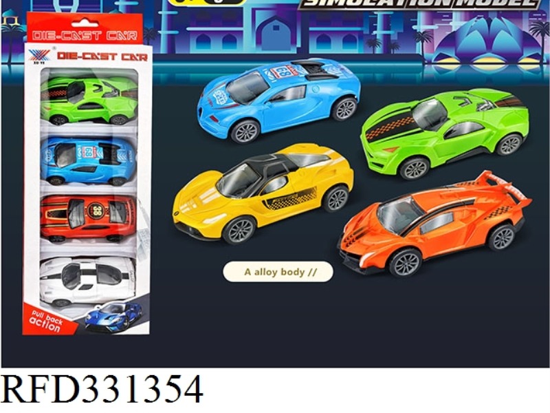 1:50 ALLOY CAR MODEL PULL BACK (4 PIECES)