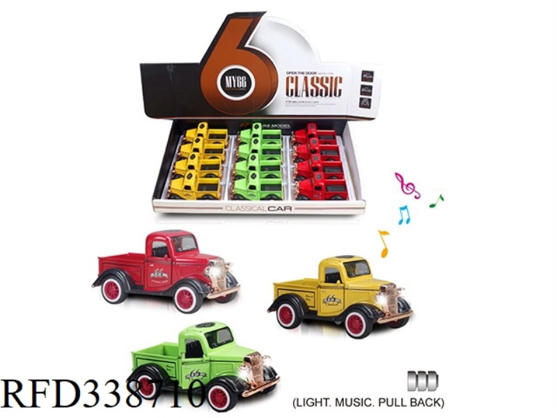 1:36 Q VERSION OF FORD PICKUP 2 DOOR PULL BACK WITH LIGHT AND MUSIC ALLOY CAR 1 3 COLORS MIXED 12PCS
