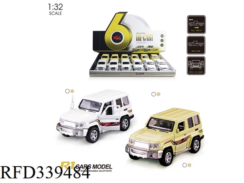 1:32 TOYOTA JEEP ALLOY PULL BACK DOOR OPENER 1 2 COLORS MIXED 12PCS