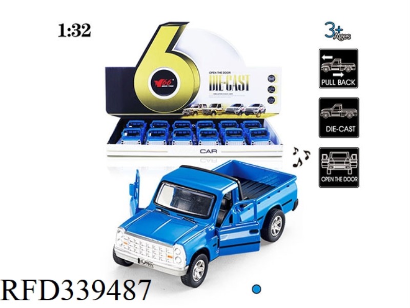 1:32 PICKUP (IRAN) TWO-DOOR ALLOY PULL BACK CAR WITH LIGHT AND MUSIC 1 ONE COLOR 12PCS